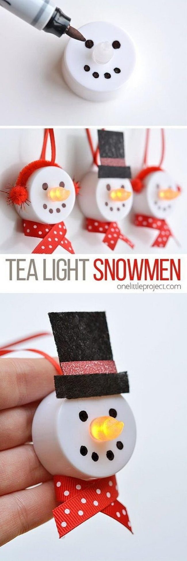 Glowing Snowman Felt Ornaments