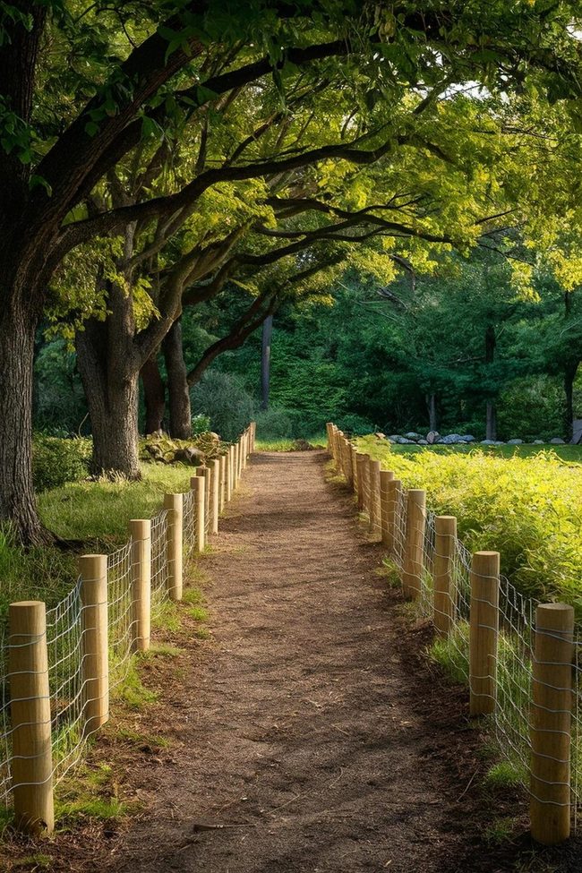 Wooden Wire Fence Pathways