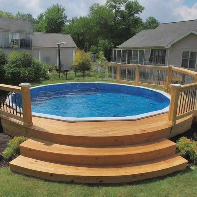 Semi-Buried Pool With Integrated Deck