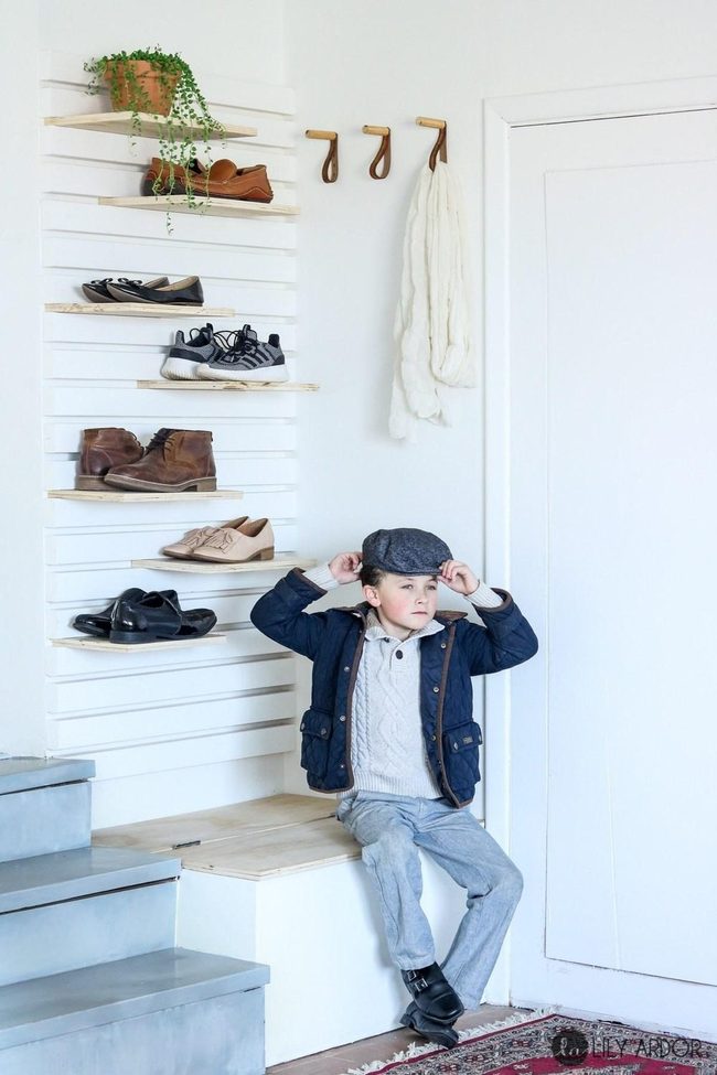 Wooden Boot Display With Metal Steps