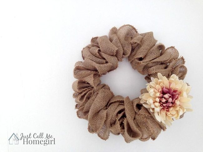 Brown Burlap Wreath Florals