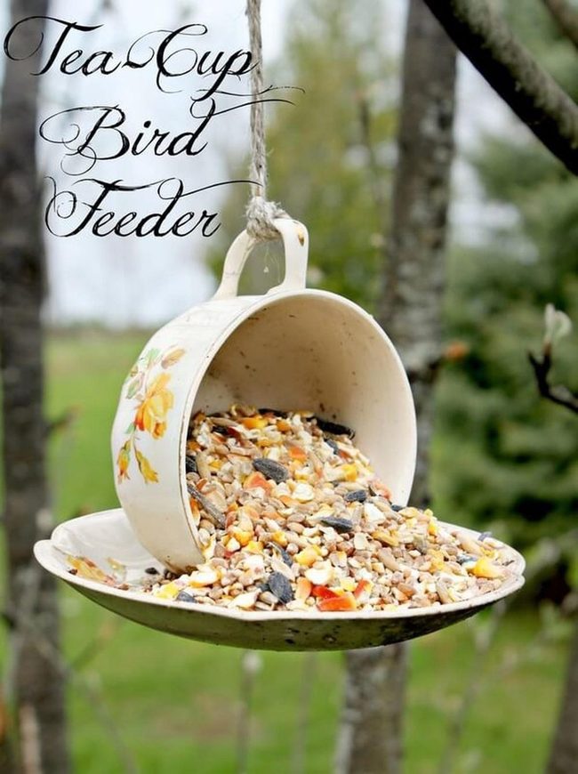 Teacup Bird Feeders, Colorful Garden Charm
