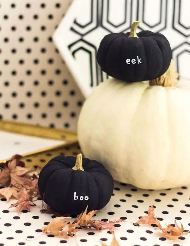 Black Pumpkins White Contrast