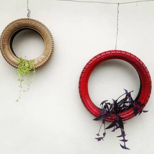 Colorful Tire Planters