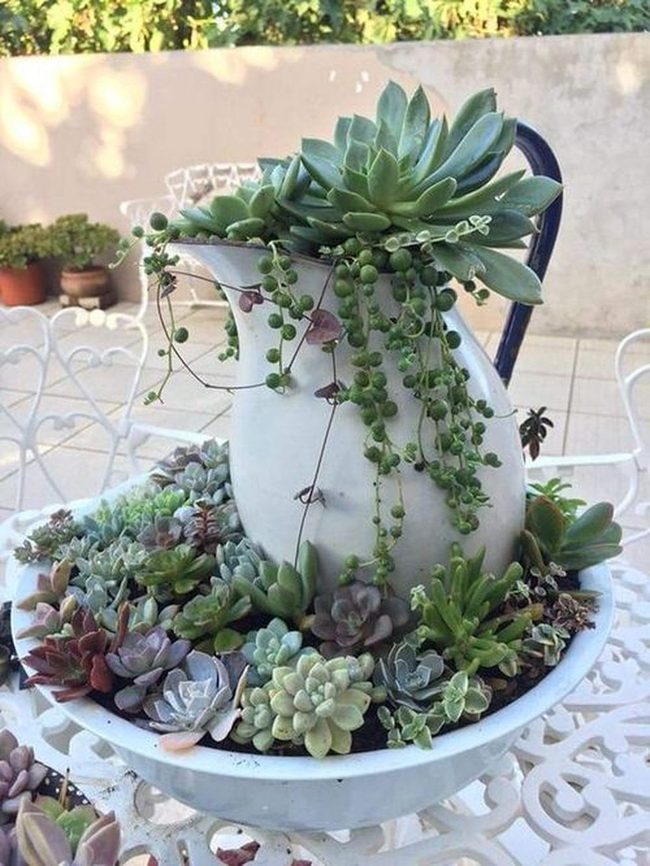 Cascading Green Ceramic Waterfall