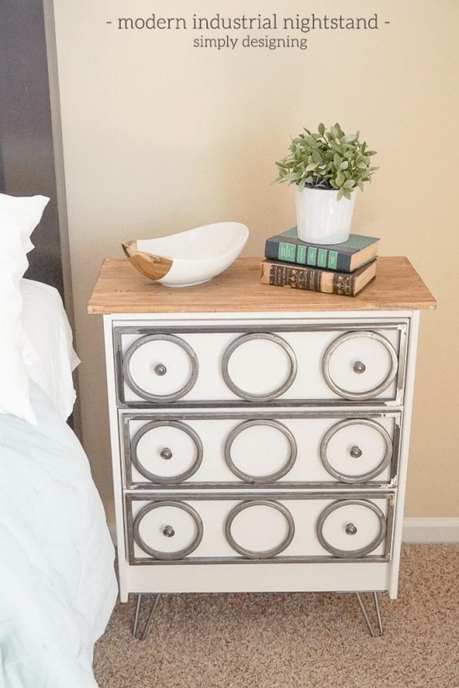 Metal Circle Wooden Nightstands