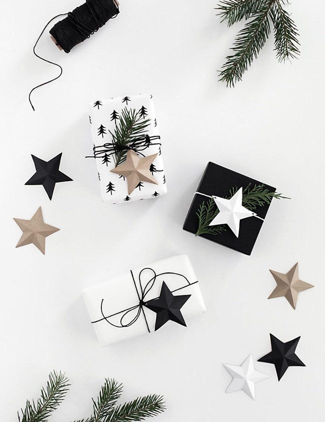 Monochrome Gifts With Pine Sprigs