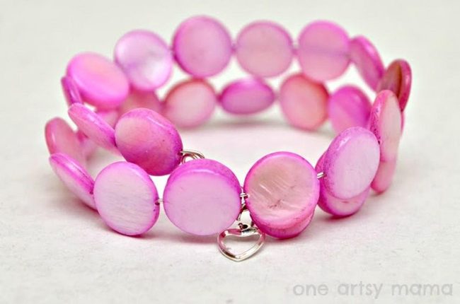 Pink Disc Shimmer With Silver Hearts