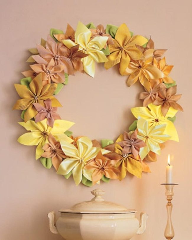 Handmade Fabric Flower Wreath