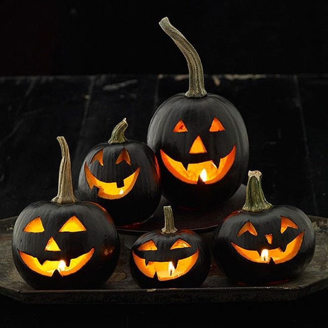Black Pumpkins Glowing Eerie