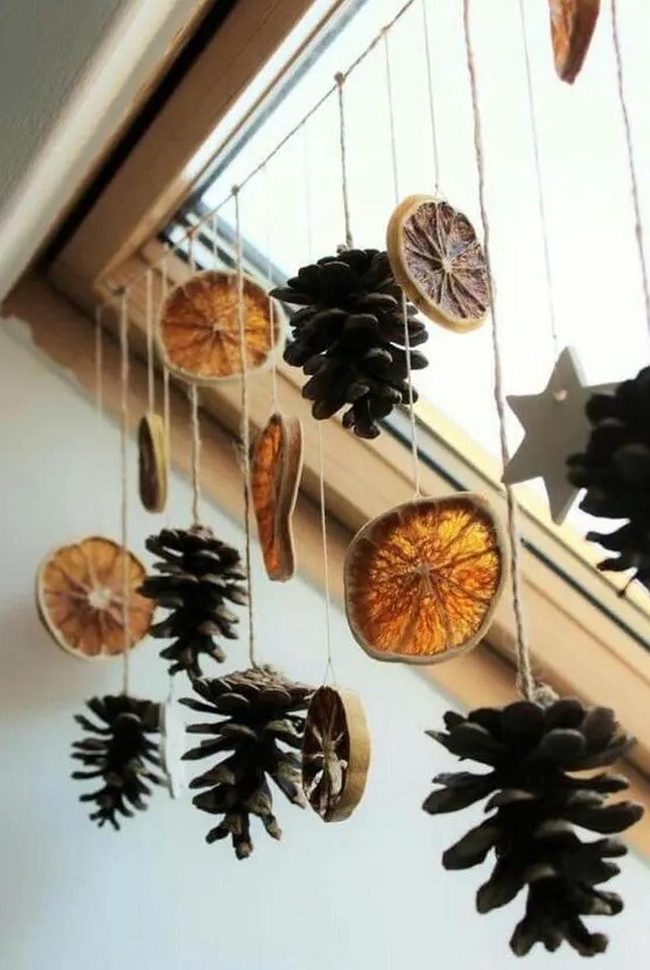 Golden Citrus And Pinecone Hangers