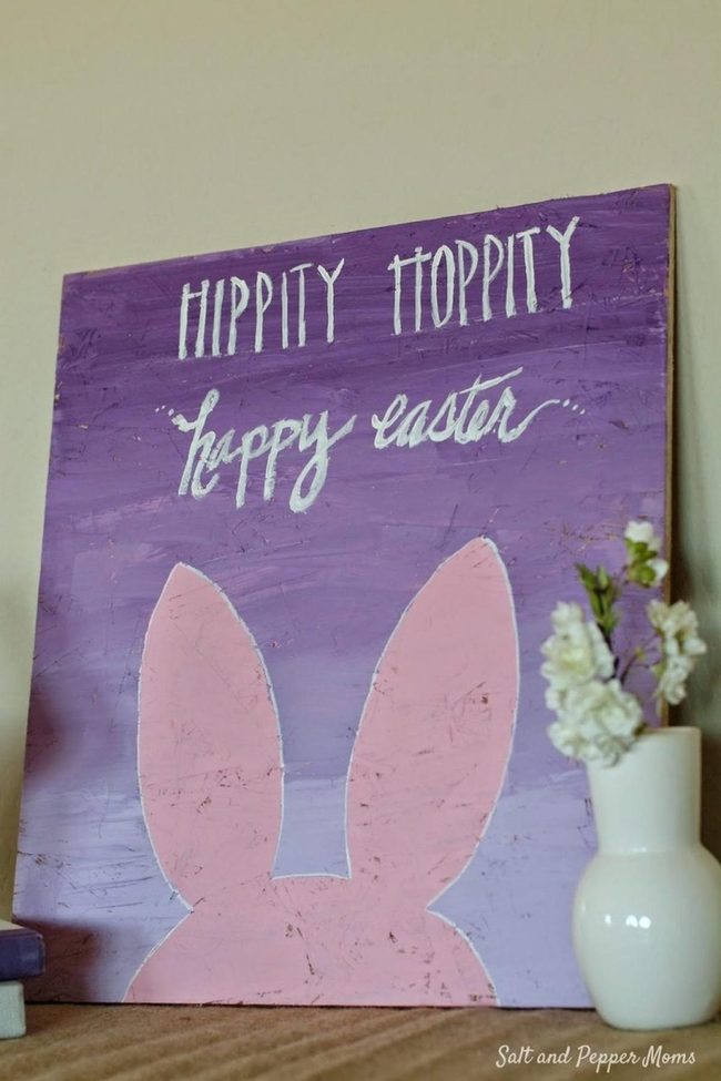 Purple Sign Easter Bunny