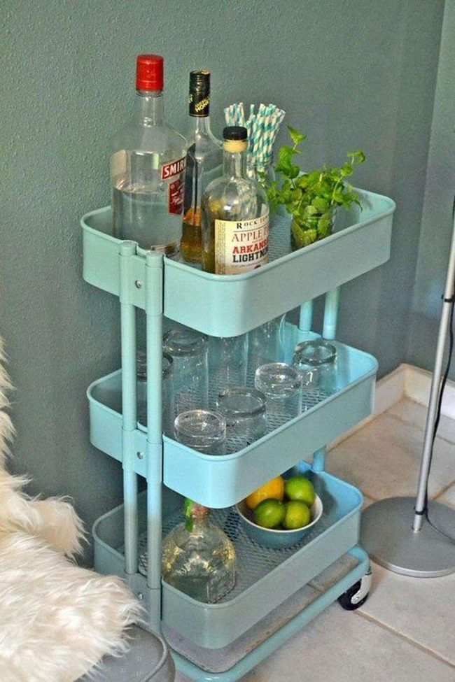 Blue Metal Bar Cart