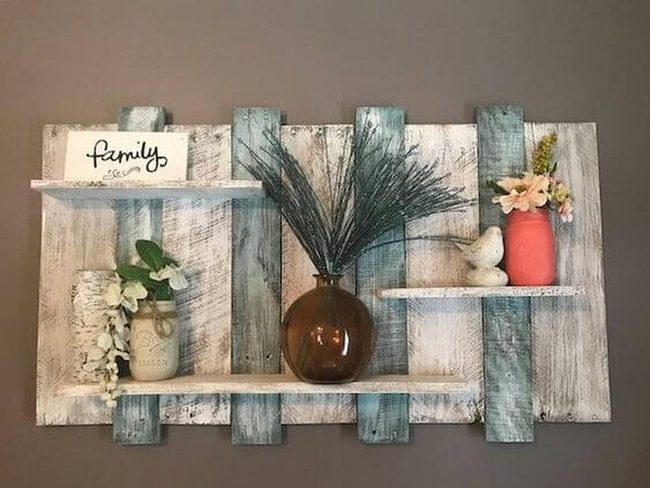 Weathered Wood Shelves Aqua