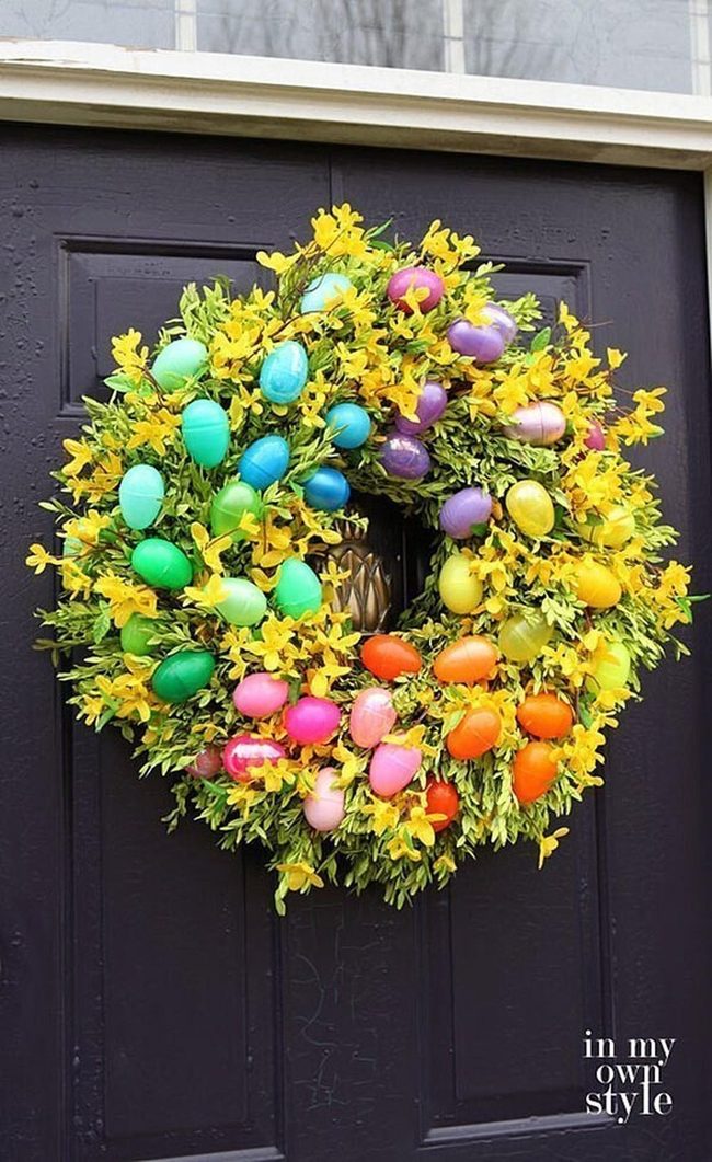 Rainbow Easter Egg Wreath