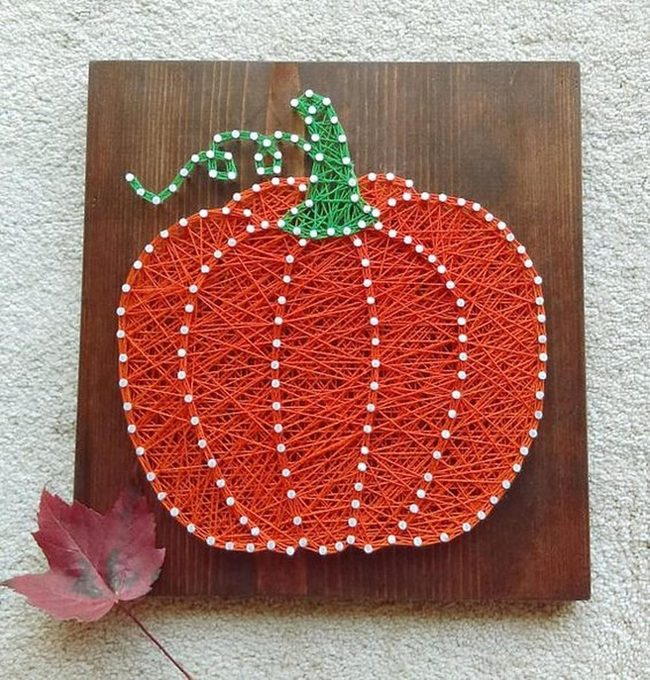 Orange Pumpkin String Art