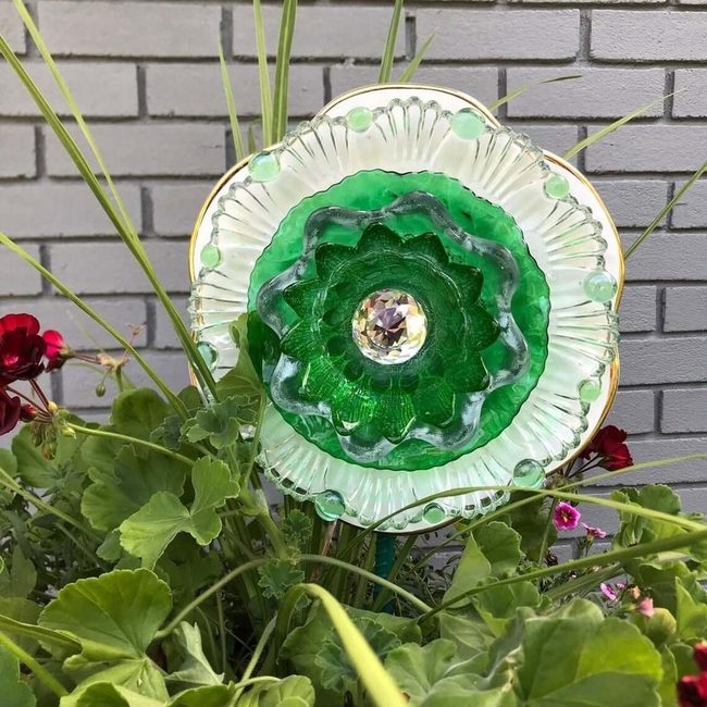 Jeweled Teacup Garden Sculpture