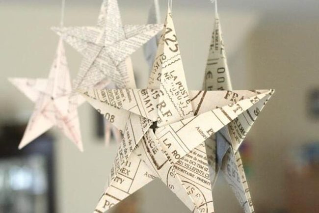 Folded Paper Stars In Gold