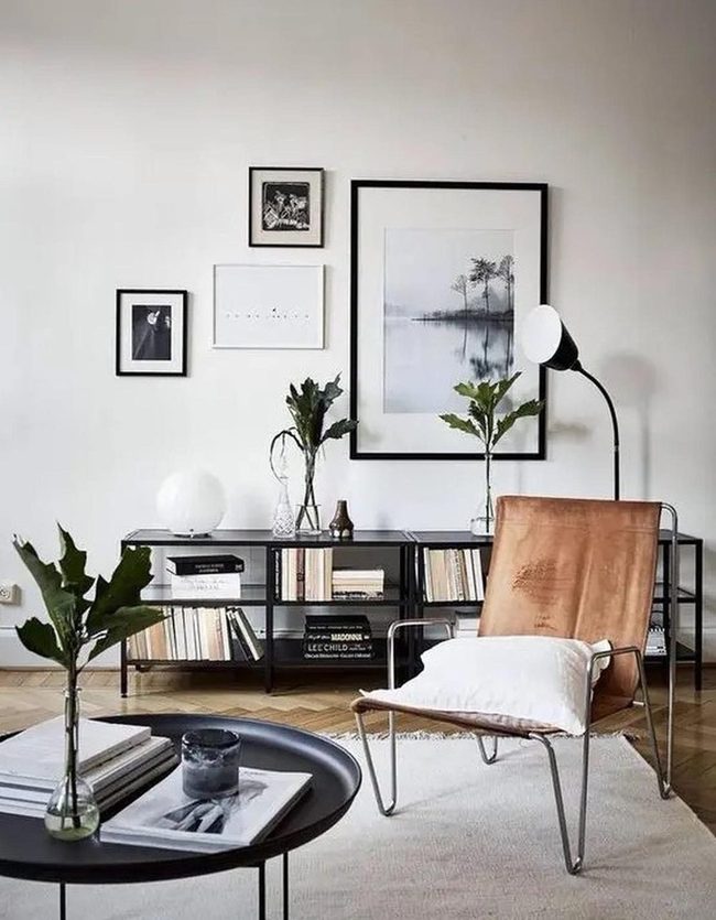 Black Metal Shelves, Green Plants