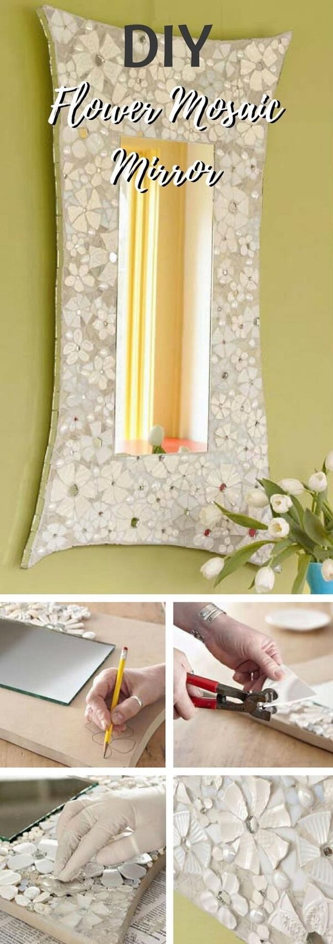 Colorful Flower Mosaic Mirror
