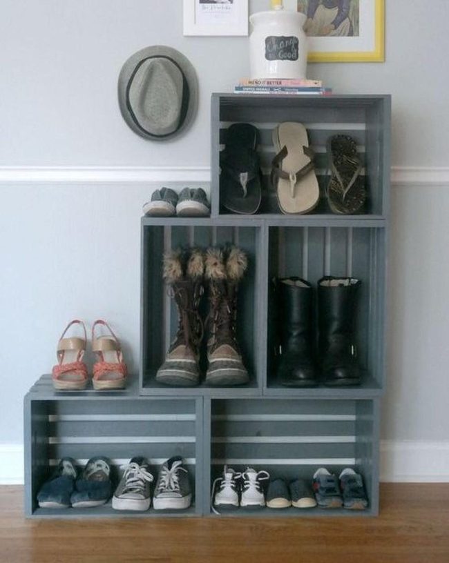Gray Crate Shoe Storage