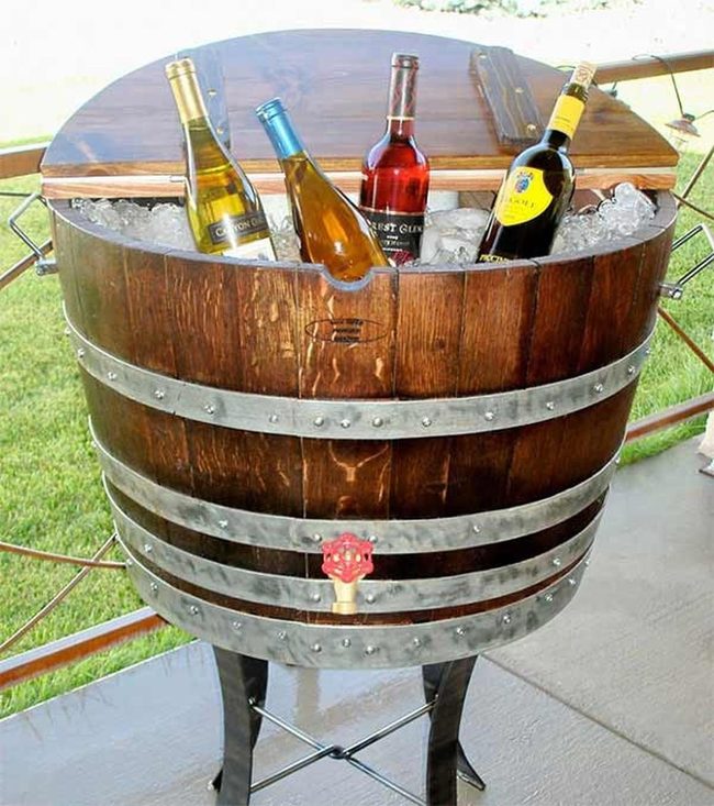 Wine Barrel Beverage Station
