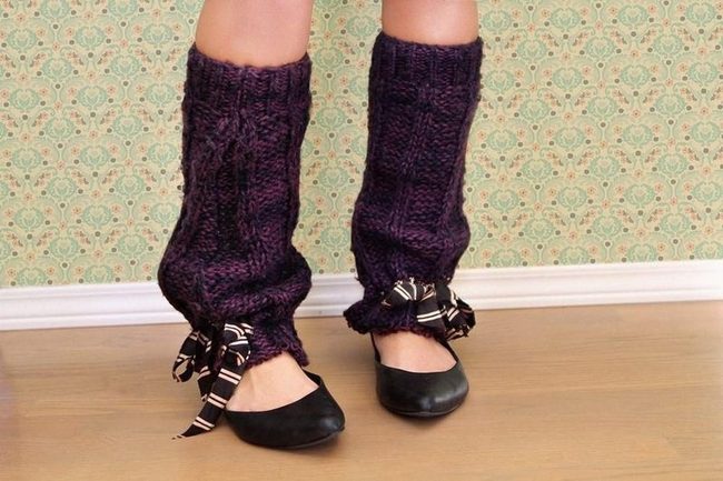 Purple Knit Leg Warmers Statement