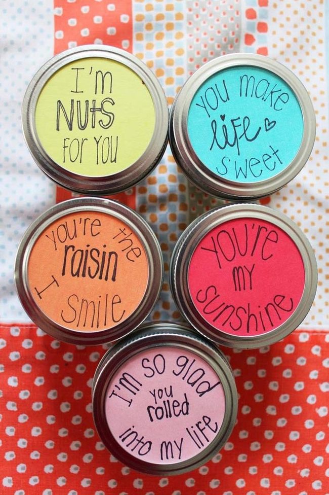 Snack Jars With Punny Love Notes