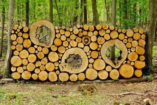 Stacked Log Firewood Art