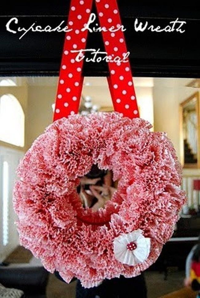 Pink Cupcake Liner Wreath