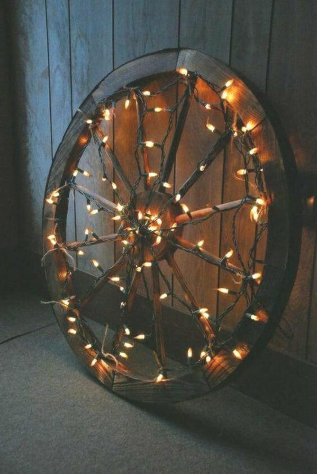 Wooden Wheel Warm Lights