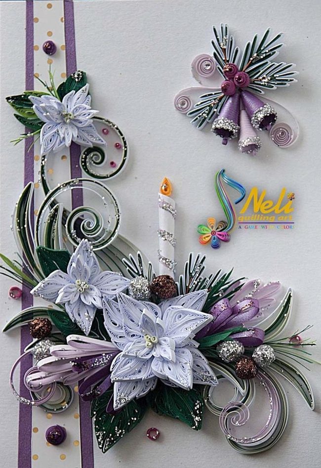 Purple Paper Florals In Layers