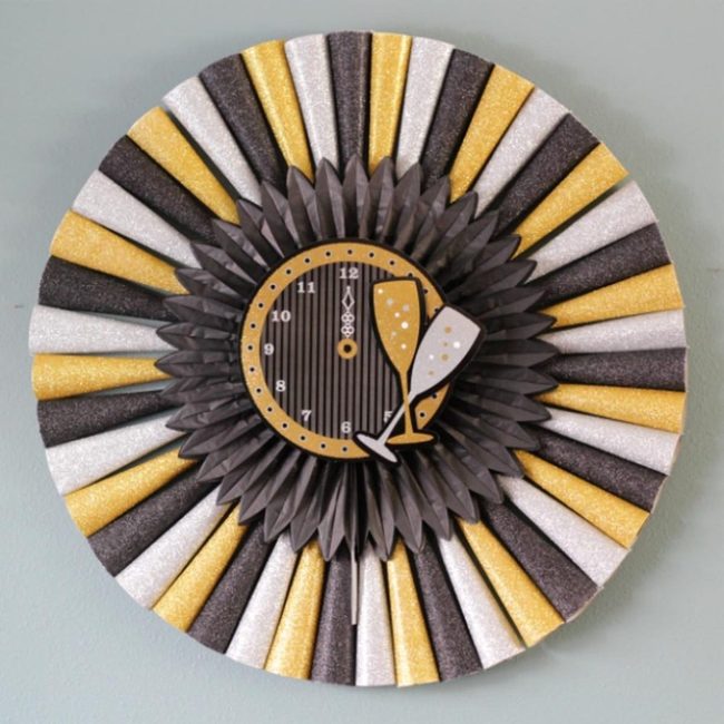 Gold Glitter Clock Celebration