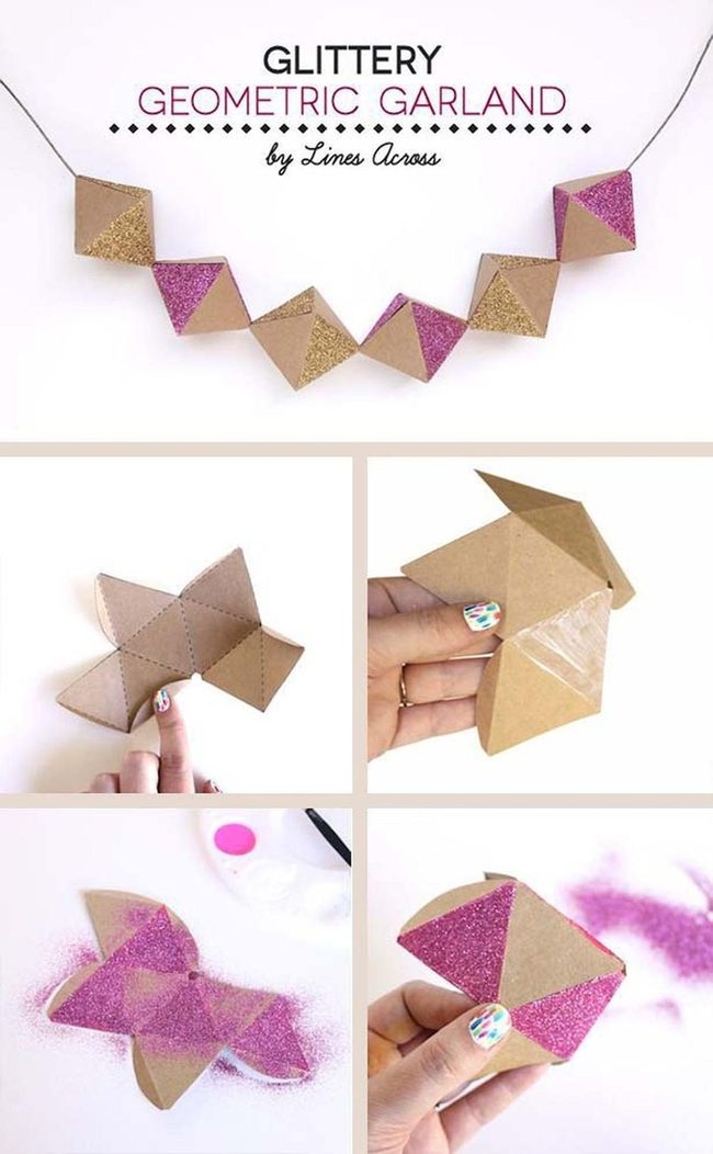 Glittery Diamond Origami Garland