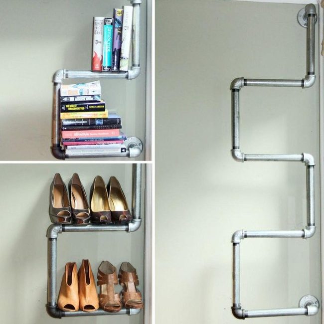 Steel Pipe Shoe Rack Industrial