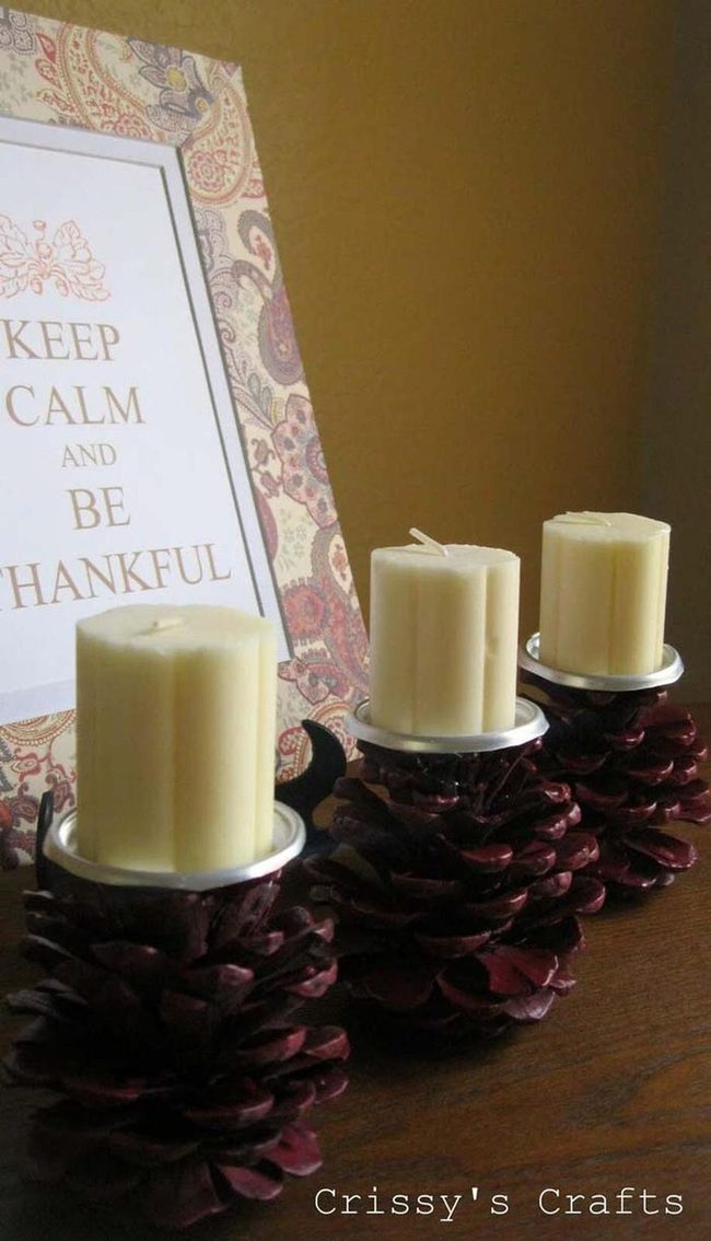 Red Pinecone Candlesticks