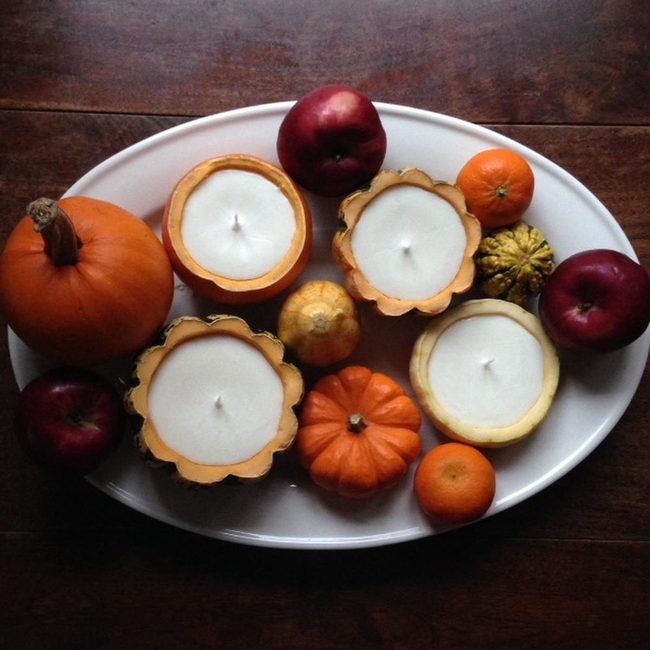 Orange Pumpkins, Candlelit Wood