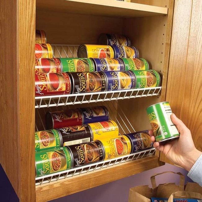 Angled Cans, Natural Wood Display