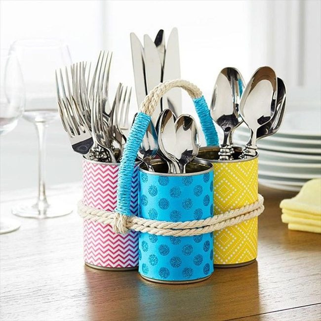 Wrapped Tin Cans Kitchen Storage