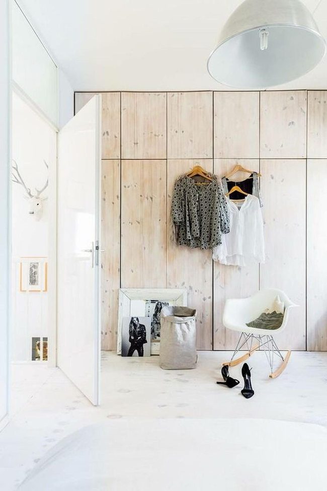 Green Cushioned Rocker, Wood Walls