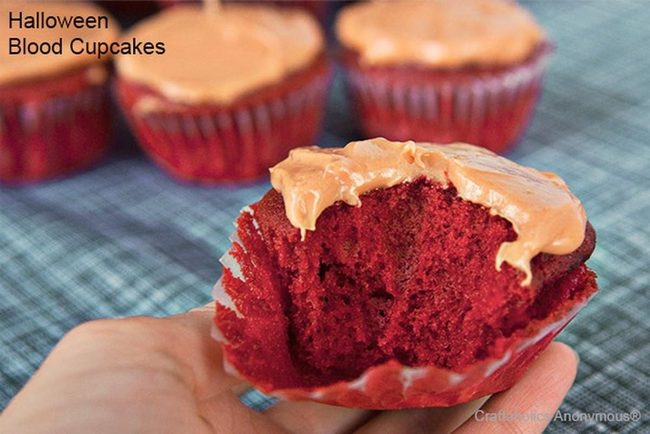 Crimson Cupcakes Orange Frosting