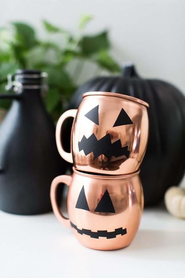 Copper Jack-O'-Lantern Mugs