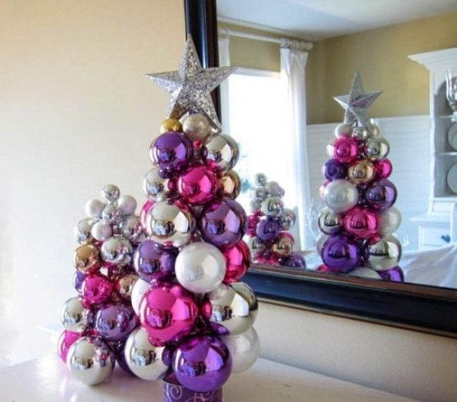 Metallic Pink Purple Christmas Trees