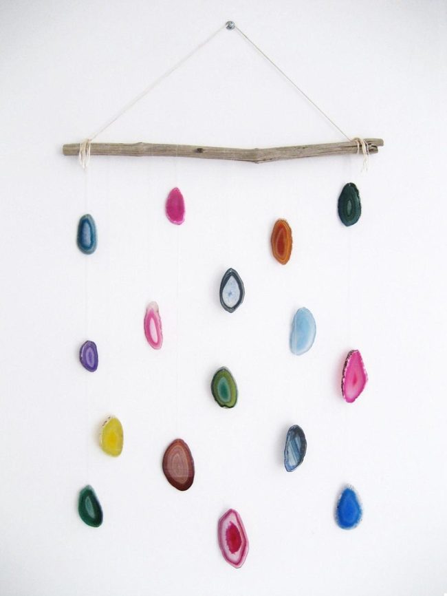 Hanging Agate Slices, Golden Blues