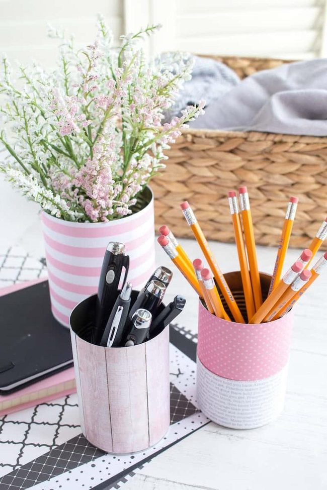 Painted Tin Desk Organizers