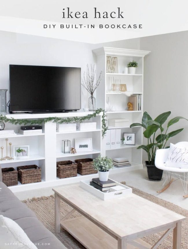 White Wall Bookshelves Clean Storage