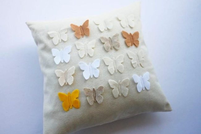 Felt Butterflies On Linen