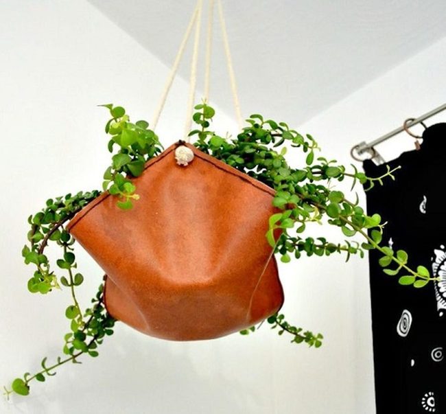 Upcycled Leather Plant Slings