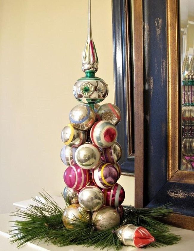 Stacked Ornaments In Gold Red Purple