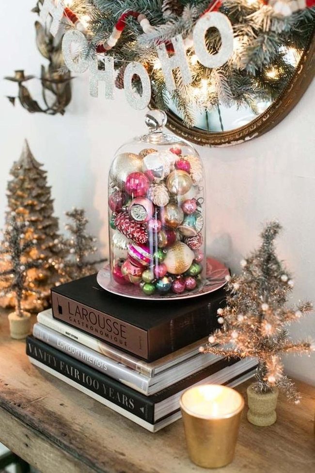 Glass Dome Christmas Ornaments Gold